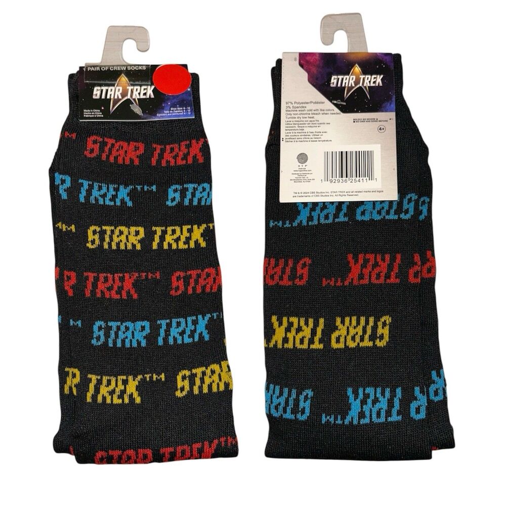 1x Star Trek Novelty Fun Crew Socks  Size 6-12